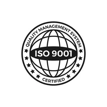 ISO 9001 certified label, vector illustration. Iso 9001 standard certified icon Stock Illustration