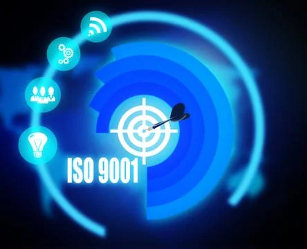 Iso 9001 concept plan graphic circuit media success Stock Illustration