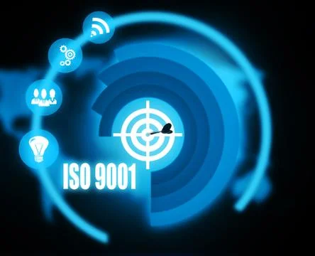 Iso 9001 concept plan graphic circuit media success Stock Illustration