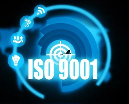 Iso 9001 concept plan graphic circuit media success Stock Illustration