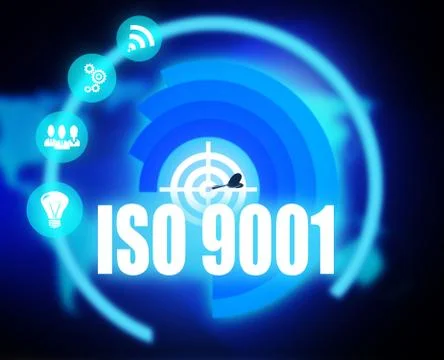Iso 9001 concept plan graphic circuit media success Stock Illustration