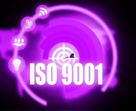 Iso 9001 concept plan graphic circuit media success Stock Illustration