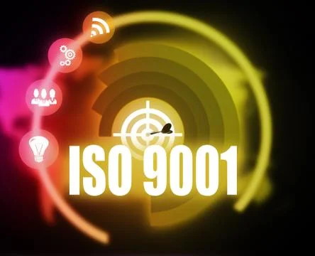 Iso 9001 concept plan graphic circuit media success Stock Illustration