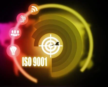 Iso 9001 concept plan graphic circuit media success Stock Illustration