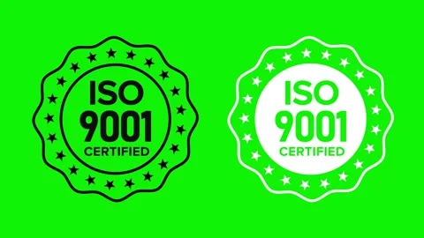 ISO 9001 Quality Management Certification Badge Animation on Green Screen |.. Stock Footage 309484529