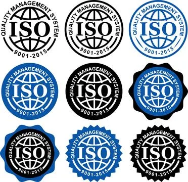 ISO 9001 Quality Management System Certification Badges and Seals Stock Illustration