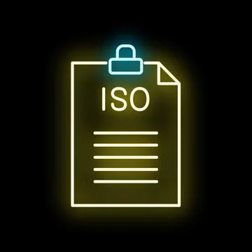 Iso certificate neon icon presenting quality standards Stock Illustration