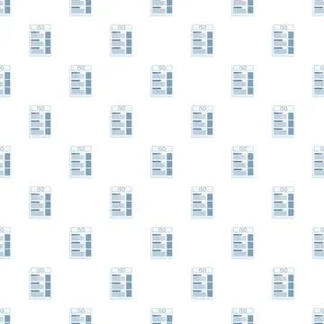 Iso certification document flat seamless pattern background Stock Illustration
