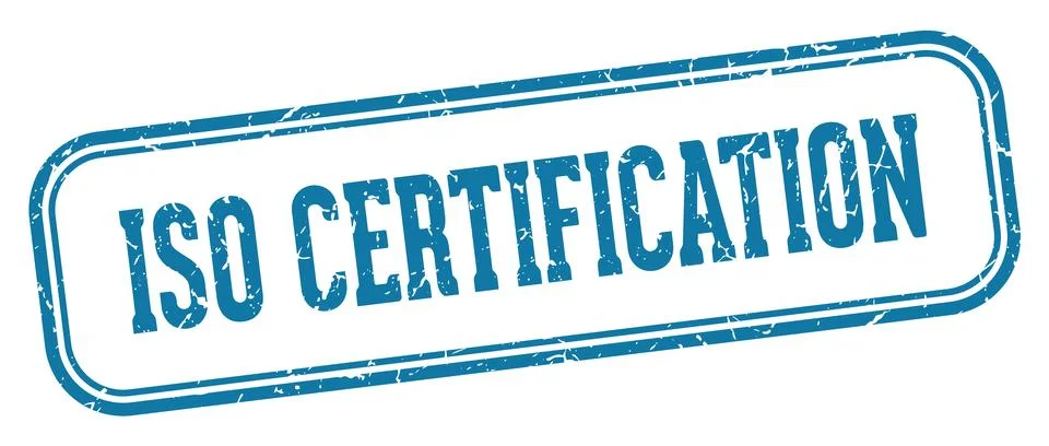 Iso certification stamp. iso certification rectangular stamp on white backg.. Stock Illustration