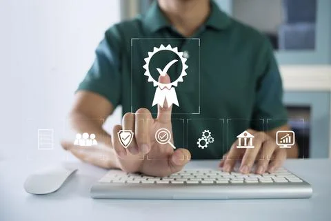 ISO Certification of standards quality control assurance business technology  Stock Photos