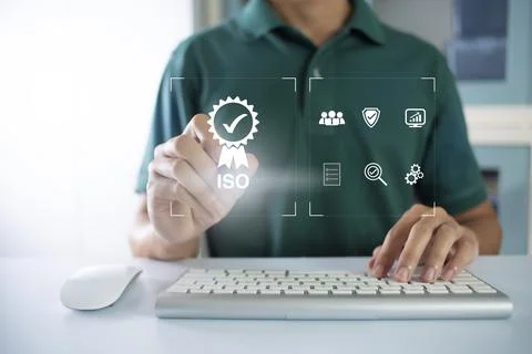 ISO Certification of standards quality control assurance business technology  Stock Photos