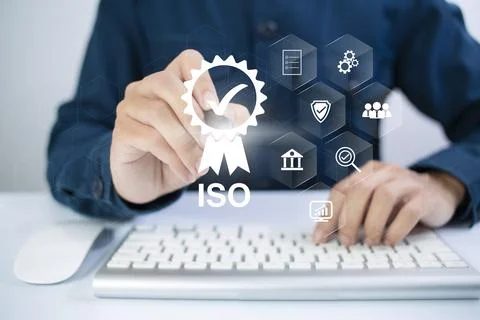ISO Certification of standards quality control assurance business technology  Stock Photos