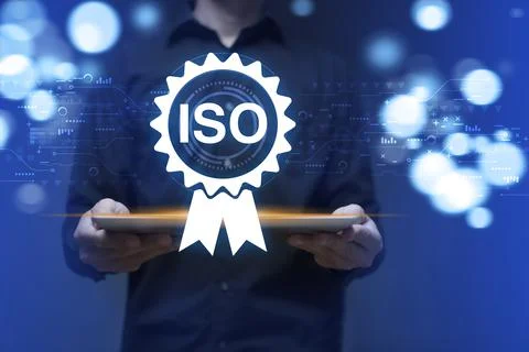 ISO Certification of standards quality control assurance business technology  Stock Photos