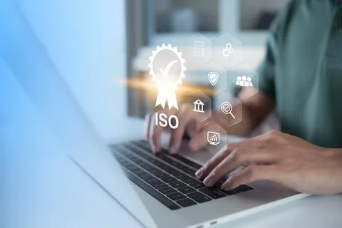 ISO Certification of standards quality control assurance business technology  Stock Photos