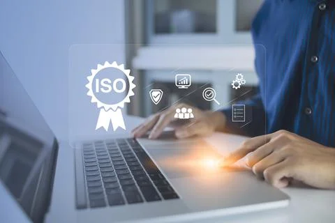ISO Certification of standards quality control assurance business technology  Stock Photos