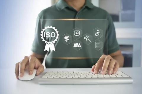 ISO Certification of standards quality control assurance business technology  Stock Photos