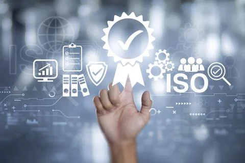 ISO Certification of standards quality control assurance business technology  Stock Photos