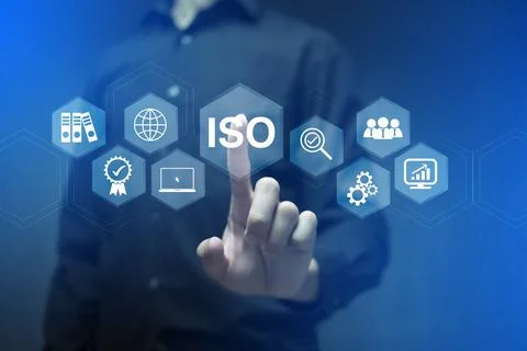 ISO Certification of standards quality control assurance business technology  Stock Photos