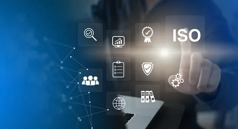 ISO Certification of standards quality control assurance business technology  Stock Photos