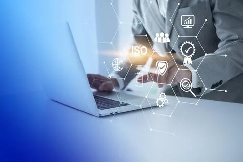 ISO Certification of standards quality control assurance business technology  Stock Photos