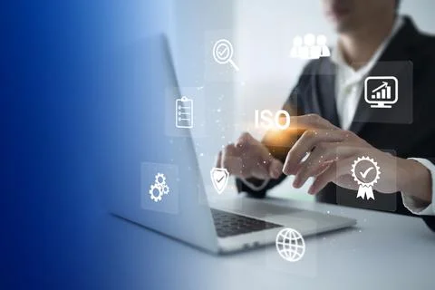 ISO Certification of standards quality control assurance business technology  Stock Photos