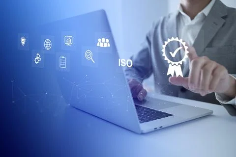 ISO Certification of standards quality control assurance business technology  Stock Photos