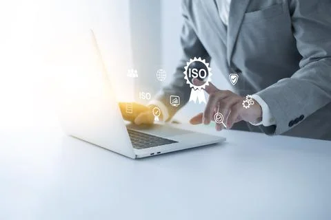 ISO Certification of standards quality control assurance business technology  Stock Photos