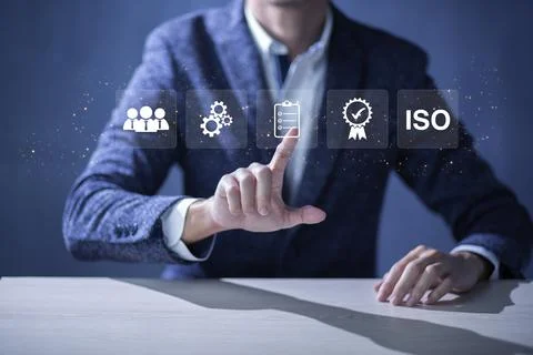 ISO Certification of standards quality control assurance business technolog.. Stock Photos