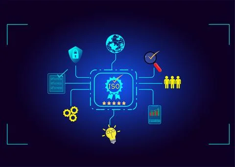ISO certified business,Certification and standardization process Stock Illustration