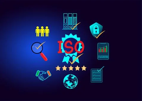 ISO certified business,Certification and standardization process Stock Illustration