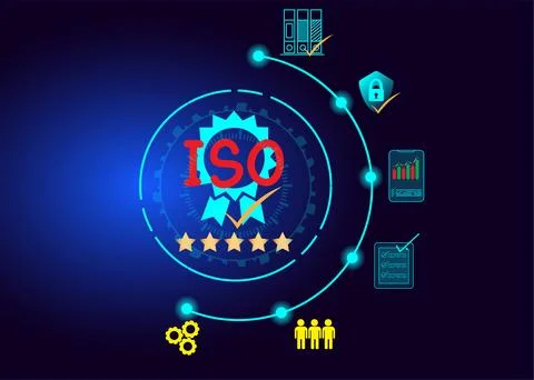 ISO certified business,Certification and standardization process Stock Illustration
