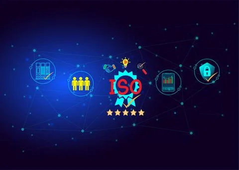 ISO certified business,Certification and standardization process Stock Illustration