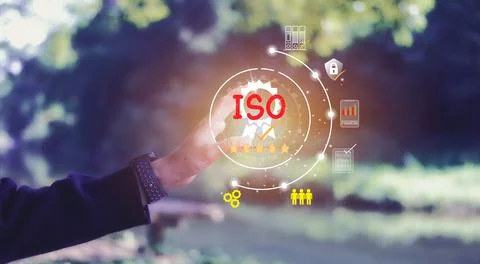 ISO certified business,Certification and standardization process conformity.. Stock Photos