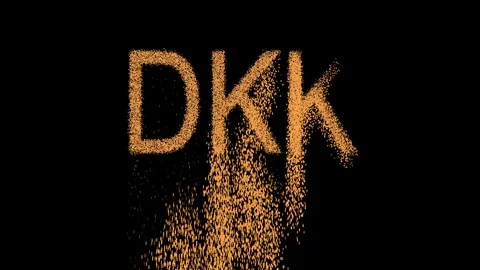 ISO code currency DKK appears from the sand, then crumbles. Alpha channel Video stock 90625698