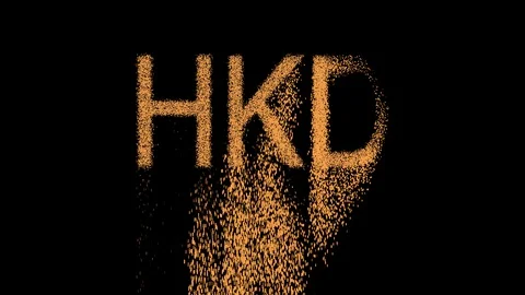 ISO code currency HKD appears from the sand, then crumbles. Alpha channel 스톡 동영상 90649823