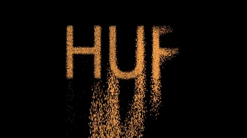 ISO code currency HUF appears from the sand, then crumbles. Alpha channel 스톡 동영상 90651005