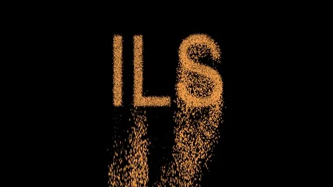 ISO code currency ILS appears from the sand, then crumbles. Alpha channel Stock Footage 90651616