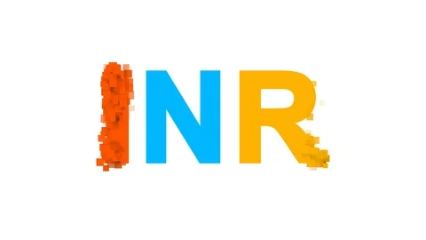 ISO code currency INR from letters of different colors appears behind small Stock Footage 89378597