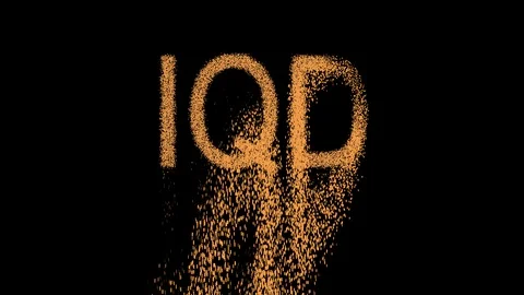 ISO code currency IQD appears from the sand, then crumbles. Alpha channel Stock Footage 90686566