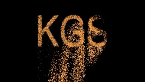 ISO code currency KGS appears from the sand, then crumbles. Alpha channel Stock Footage 90686829