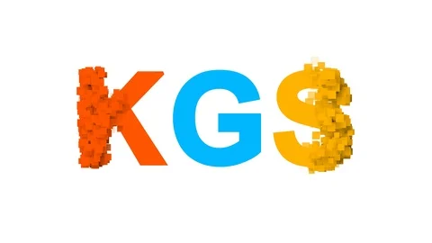 ISO code currency KGS from letters of different colors appears behind small Stock Footage 89378736