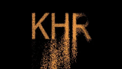 ISO code currency KHR appears from the sand, then crumbles. Alpha channel 스톡 동영상 90686977