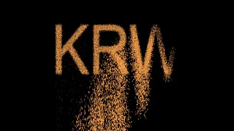 ISO code currency KRW appears from the sand, then crumbles. Alpha channel Video stock 90687036