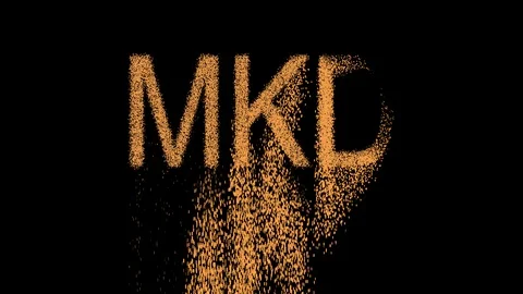 ISO code currency MKD appears from the sand, then crumbles. Alpha channel 스톡 동영상 90687119