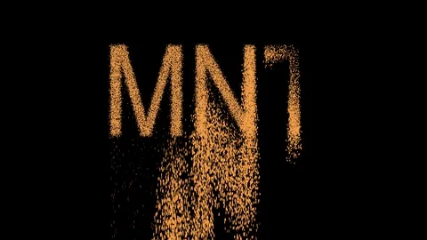ISO code currency MNT appears from the sand, then crumbles. Alpha channel Video stock 90687191