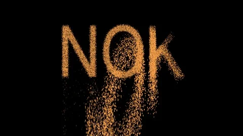 ISO code currency NOK appears from the sand, then crumbles. Alpha channel 스톡 동영상 90687569