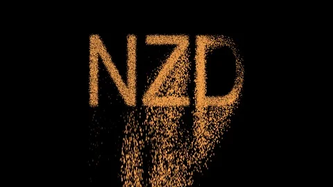 ISO code currency NZD appears from the sand, then crumbles. Alpha channel 스톡 동영상 90687630