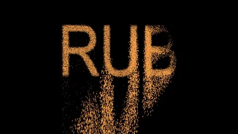 ISO code currency RUB appears from the sand, then crumbles. Alpha channel 스톡 동영상 90688060