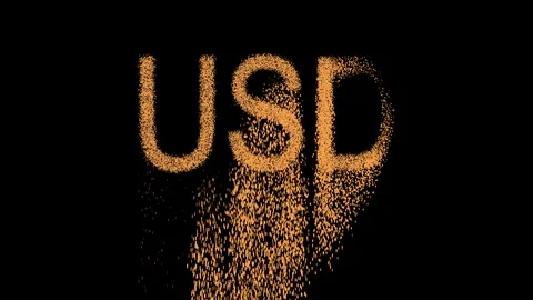 ISO code currency USD appears from the sand, then crumbles. Alpha channel Stock Footage 90688474