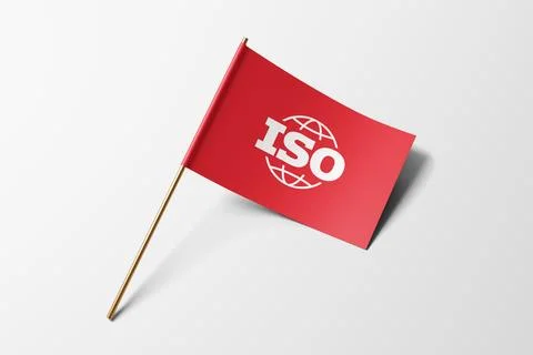 ISO flag of small paper, isolated on white background Stock Photos